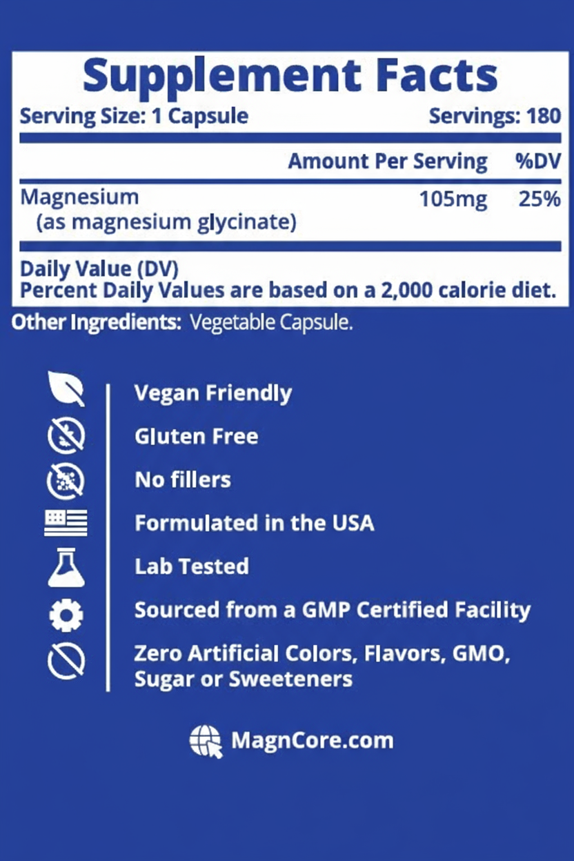 ***** Magnesium Glycinate ***** 180 capsules | 105mg each
